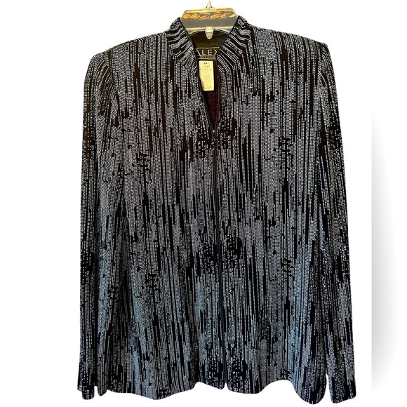 Alex Evenings - Light Weight Black With Silver Sparkle’s Formal Zip up - Picture 1 of 7